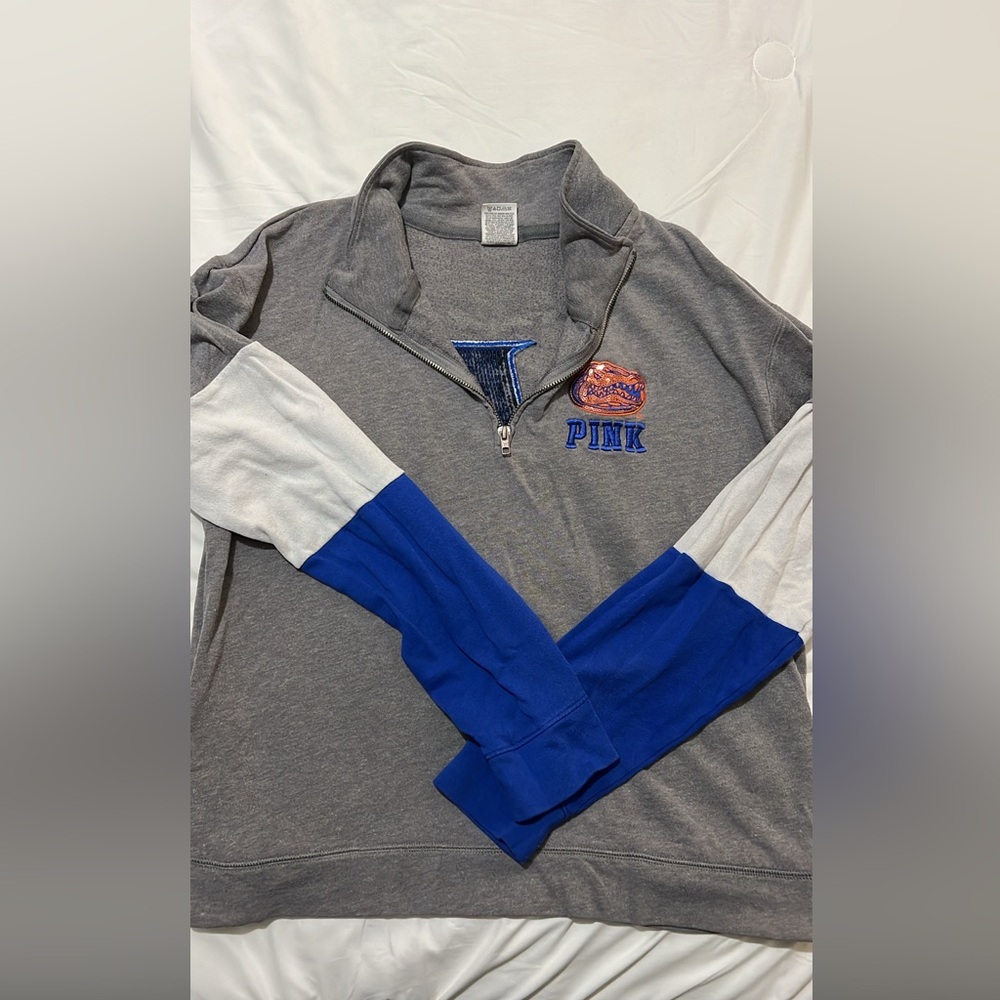 Not for sale 
Gray and Blue PINK Quarter-Zip Pullover